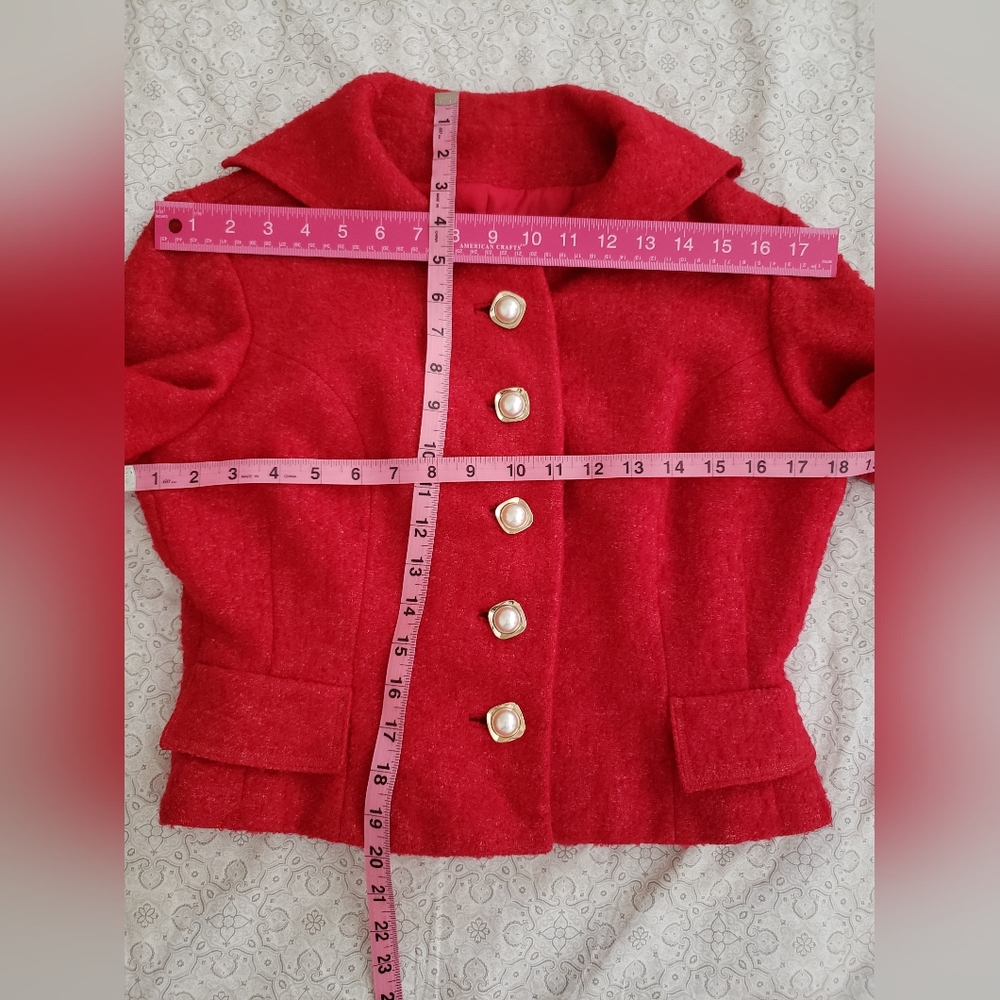 Women's Red Wool Jacket - Picture 3 of 3